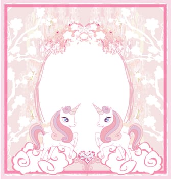 decorative frame with cute unicorns