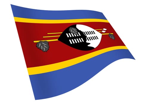 A Swaziland Eswatini waving flag graphic isolated on white with clipping path 3d illustration