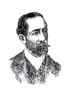 Amado Nervo portrait. Mexican poet, journalist and educator. Unknown artist engraving