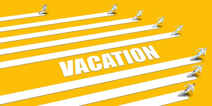 Vacation Concept with Business People Running on Yellow