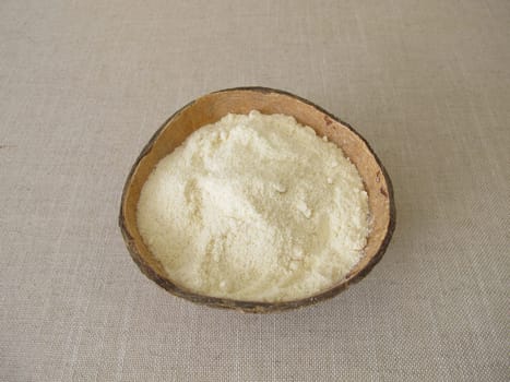 Coconut flour in the coconut shell