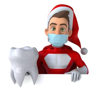 Fun 3D illustration of a cartoon Santa Claus with a mask