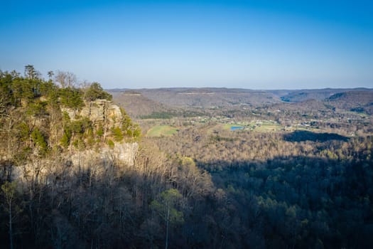 Scenic aerial view of The Pinnacles and countryside near Berea, Kentucky