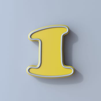 Yellow cartoon font Number 1 ONE 3D render illustration isolated on gray background