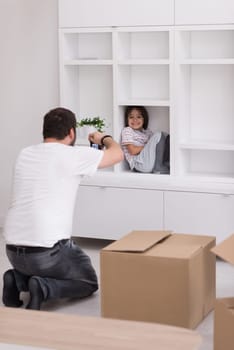 Photoshooting with kid model at studio as new modern home