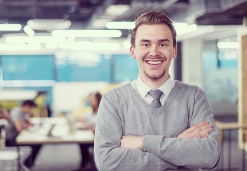 Portrait Of Successful Businessman Entrepreneur At Busy startup Office