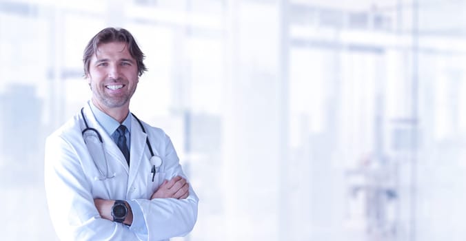 Portrait of smilling senior doctor of medicine in his ordination