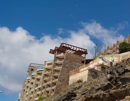 Cliff Side apartments in Gran Canaria with liquid gas tanks