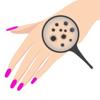 corona virus on hands antiseptic and disinfection concept vector illustration on a white background isolated