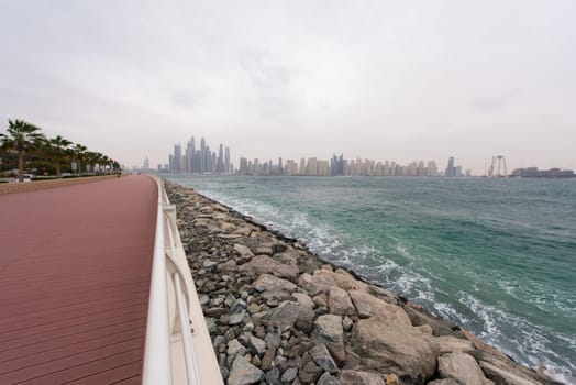 DUBAI UAE 2 FEBRUARY 2017 Panorama Dubai city. City centre, skyscrapers Sheikh Zayed Road. united arab emirates