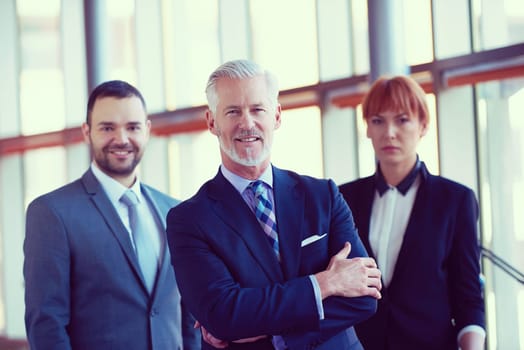 senior businessman with his team at office. business people group
