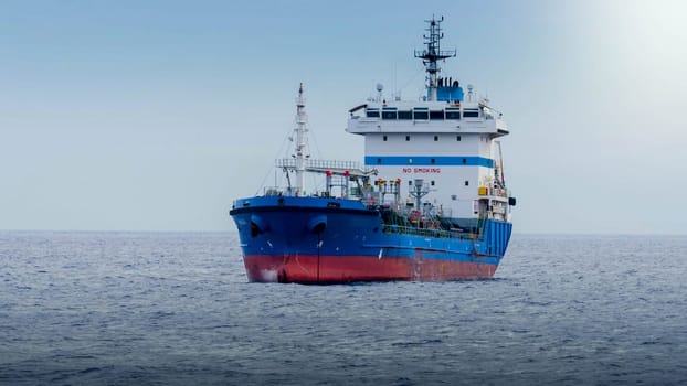 Image of research vessel swimmin in atlantic ocean.