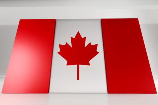 Monumental Canadian flag for Canada day. 3d render flag made of glass and concrete. 3d render.