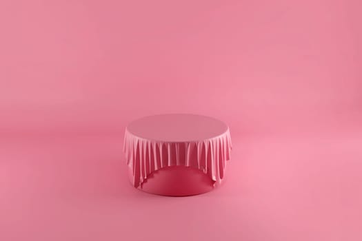 Mock up podium scene in pink color. Geometry shape background for product. 3d render.