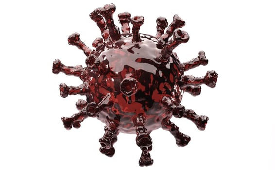 Model of coronavirus or the other virus isolated on the white background. 3D Render.
