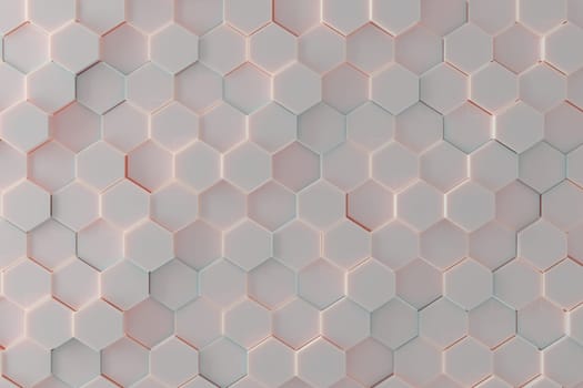 Hexagon tile background pattern with soft pastel colot light. 3d render