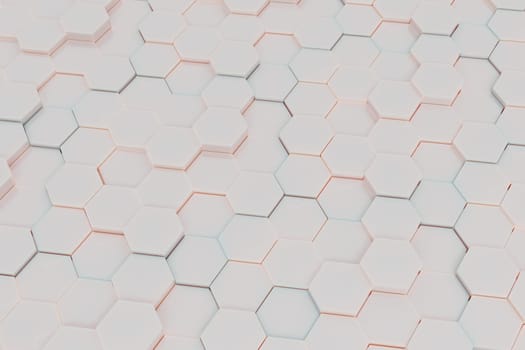 Hexagon tile background pattern with soft pastel colot light. 3d render
