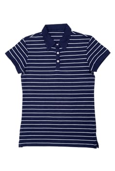 Fashionable blue striped polo shirt. Isolate on white background.