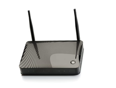 Wireless router for internet connections. Isolate on white.