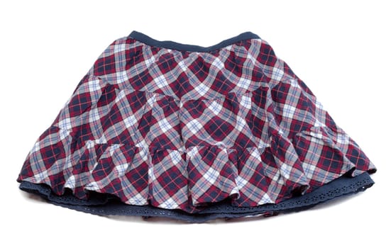 Red and blue plaid skirt. Isolate on white.