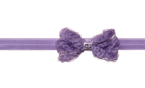 Violet ribbon bow isolated on white background