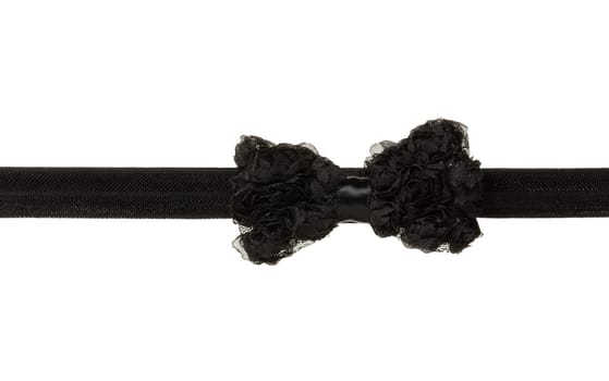 Black ribbon bow isolated on white background