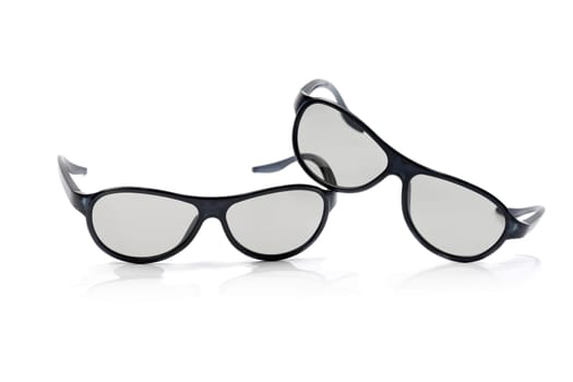 Two pairs of polarized 3D glasses for TV. Izolcht on white.