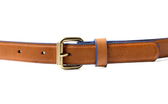 Brown leather belt. Isolate on white background.