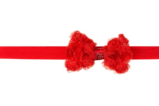 Red ribbon bow isolated on white background