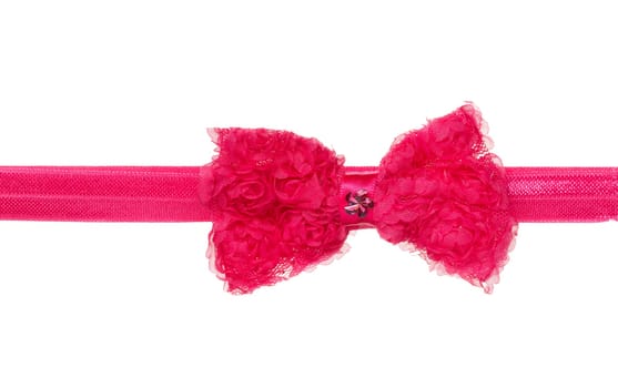 Red-pink ribbon bow isolated on white background
