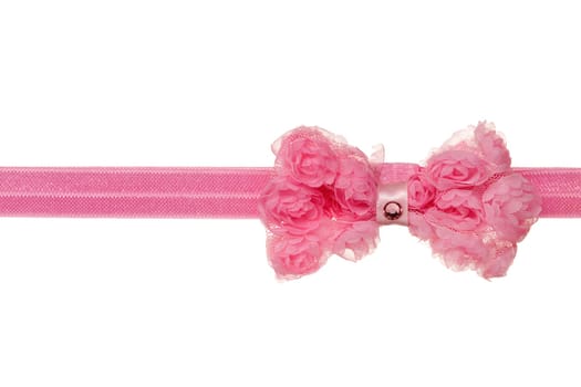 Pink ribbon bow isolated on white background