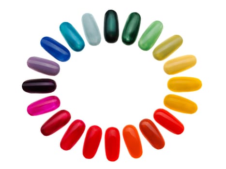 Artificial nails, also known as fake nails, false nails, fashion nails, nail enhancements, or nail extensions, are coverings placed over fingernails as fashion accessories. Isolate on white.