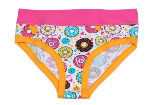 Women's Cotton panties with pattern donuts. Isolate on white.