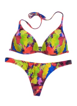 Bright colored swimsuit. Isolate on white background.