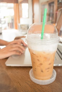 Internet serving at espresso shop, stock photo