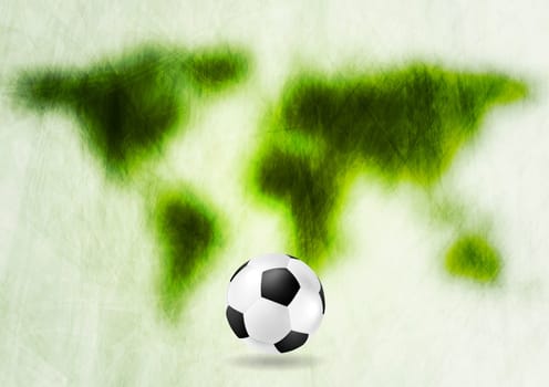 Grunge green vector map and football
