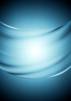 Abstract tech wavy blue background. Vector illustration