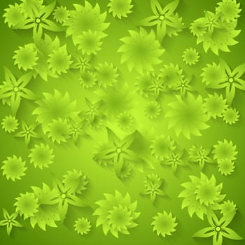 Abstract green floral pattern. Vector background