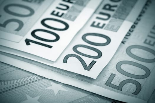 Abstract closeup of euro money.