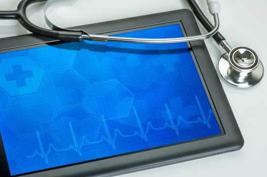 Tablet with stethoscope