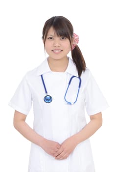 Portrait of young asian female nurse with hands crossed