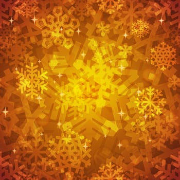Awesome Shiny Golden Snowflakes Seamless Pattern for Winter or Christmas Desing.