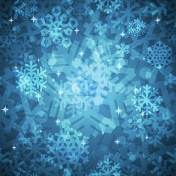 Awesome Shiny Blue Snowflakes Seamless Pattern for Winter or Christmas Desing.