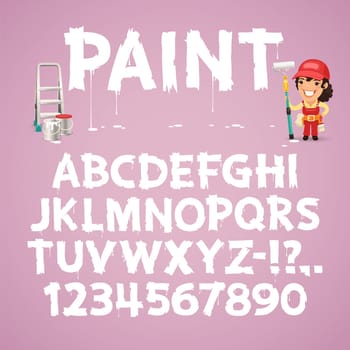 Set of Letters and Numbers Painted on a Wall. Clipping paths included in additional jpg format.