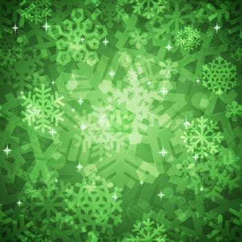 Awesome Shiny Green Snowflakes Seamless Pattern for Winter or Christmas Desing.