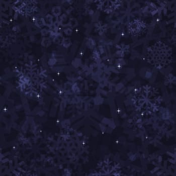 Awesome Shiny Dark Snowflakes Seamless Pattern for Winter or Christmas Desing.