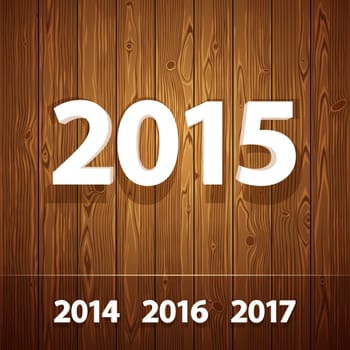 Simple 3D 2015  on Wooden Background. Clipping paths included in additional jpg format.