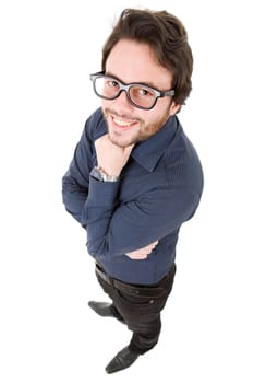 young casual man full body in a white background