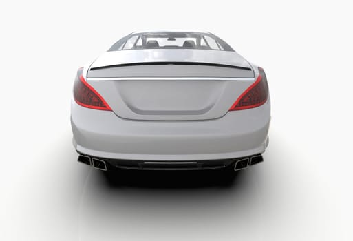 Generic and Brandless Luxury Car Isolated on White 3d Illustration, Contemporary Sedan Studio, Dealership Automobile Industry, Auto Transport, Infographics Automotive Background, City Vehicle Template