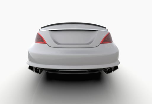 Generic and Brandless Luxury Car Isolated on White 3d Illustration, Contemporary Sedan Studio, Dealership Automobile Industry, Auto Transport, Infographics Automotive Background, City Vehicle Template